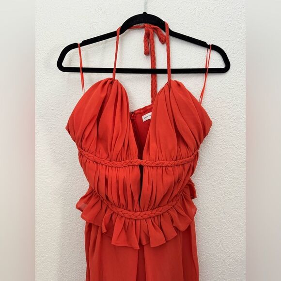 Dress The Population Athena Halter Maxi Gown Dress Poppy Orange Size Large NEW - Picture 5 of 10
